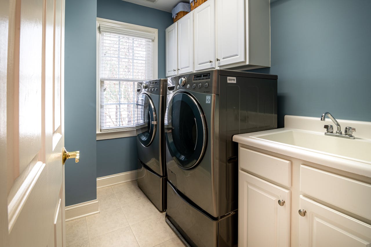 Washer and dryer in a laundry room