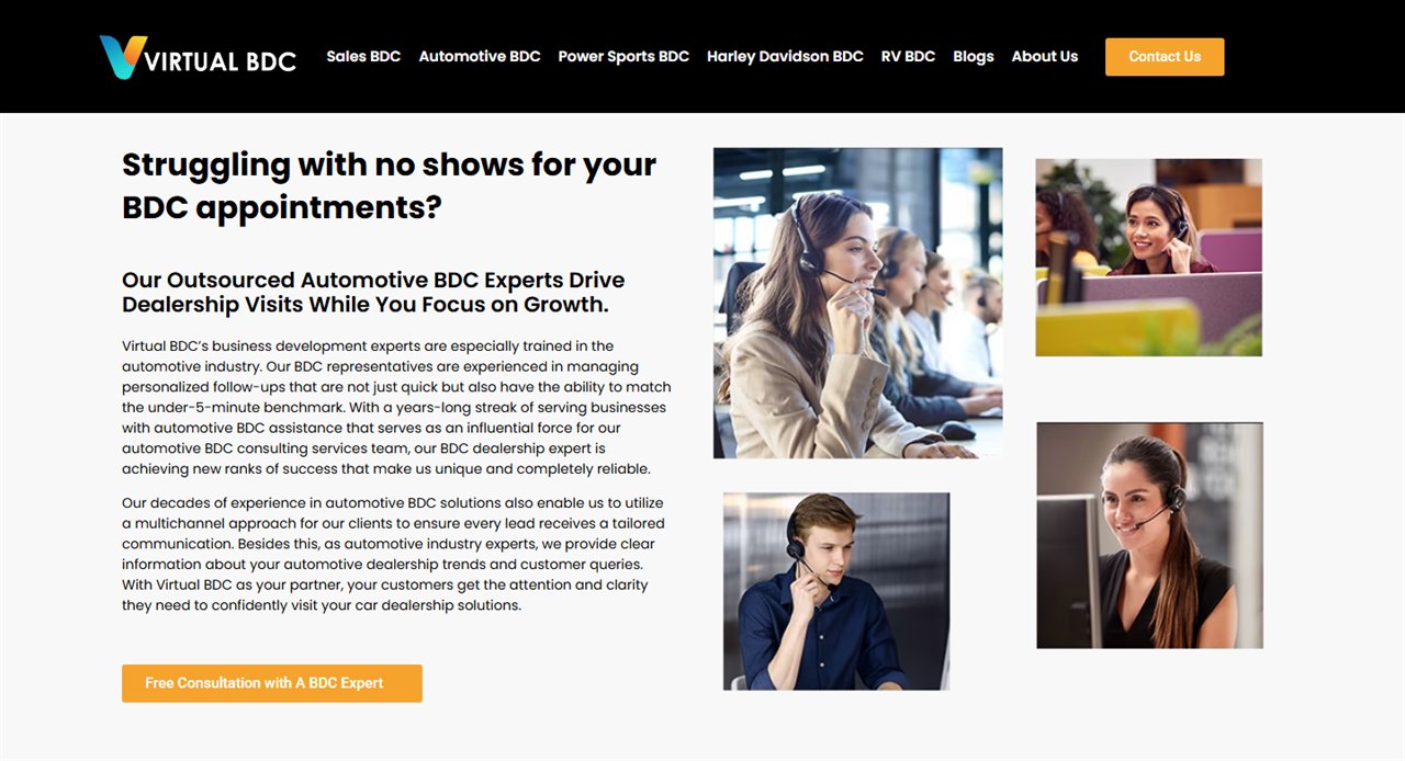 Virtual BDC homepage, showing the full header and opening section